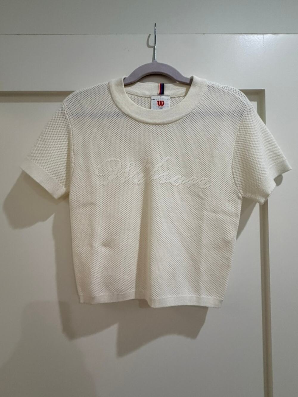 Wilson Cream Peyton Open Knit Cropped Tee - Size XS